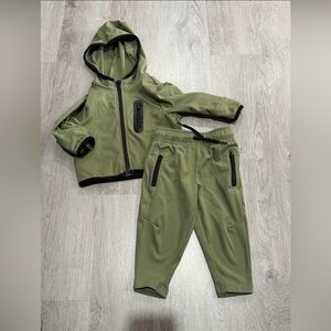 Baby Boys Green/Black Hooded Jacket & Pants Tech Sweatsuit Set